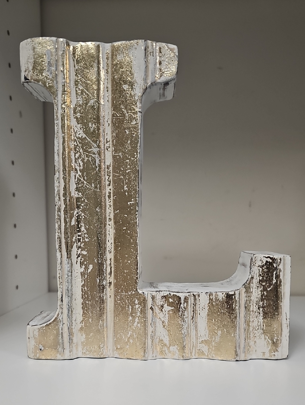 Decorative Letter "L" Accent in Gold and White Premium Home Accent 7.5"H X 6.5L